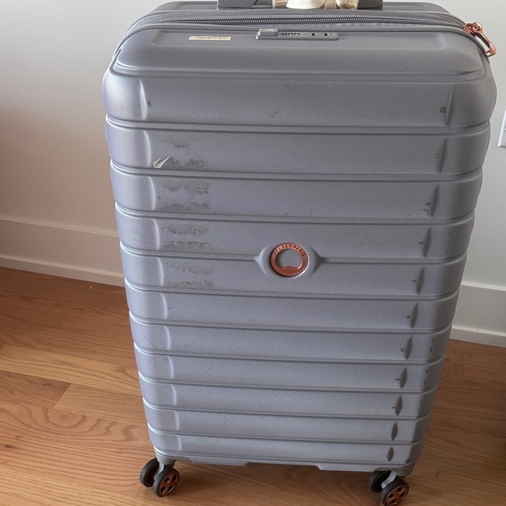 else Silver Hard-Shell Carry-On Spinner with Subtle Rose Accent